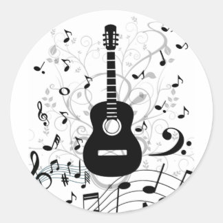 Sticker Rond Adesivo redondo autocolante musical violão