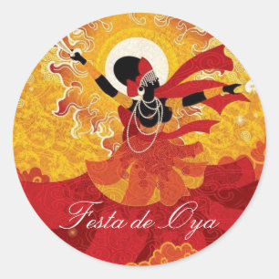 Sticker Rond Adhésive Fête d'Oya