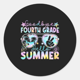 Sticker Rond Adieu 4e année Bonjour Été Quatrième année Dernièr