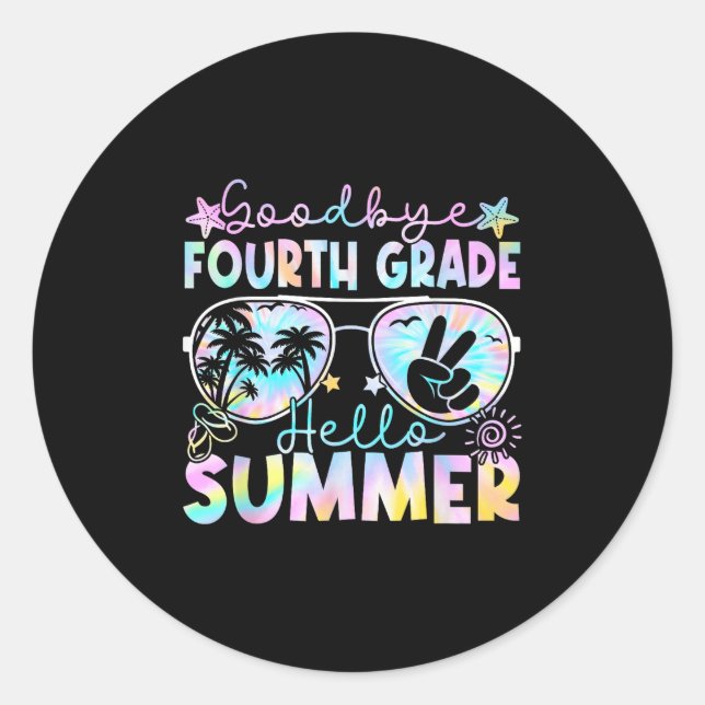 Sticker Rond Adieu 4e année Bonjour Été Quatrième année Dernièr (Devant)