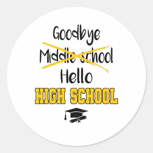 Sticker Rond Adieu collège d'études secondaires lycée (Devant)