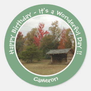 Sticker Rond Adirondack Lean-to en automne Anniversaire Article