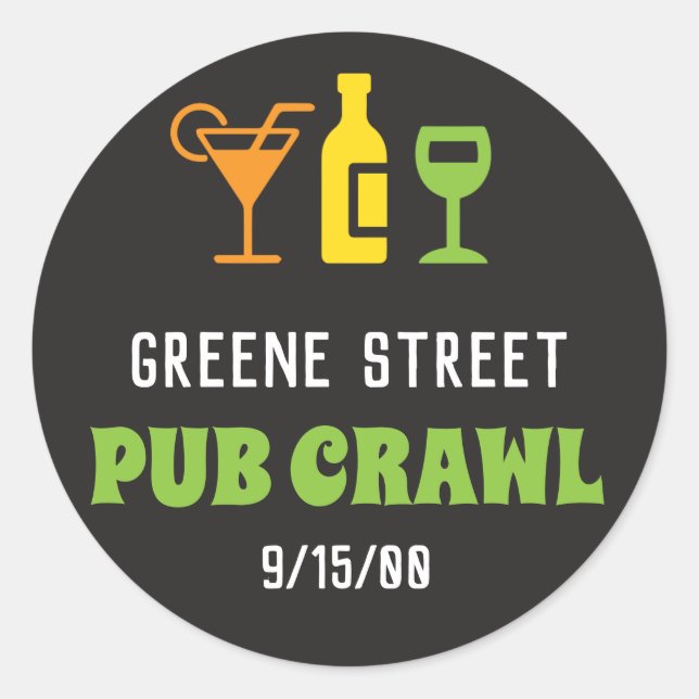 Sticker Rond Admission à l'événement Pub Crawl ou Bar Crawl (Devant)