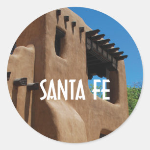 Sticker Rond Adobe de père Noël Fe Nouveau-Mexique