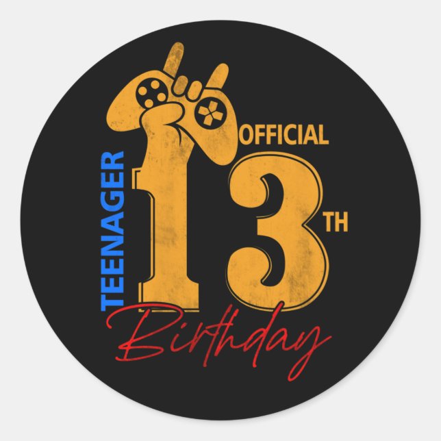 Sticker Rond Adolescent officiel 13 ans 13e anniversaire Joueur (Devant)