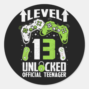 Sticker Rond Adolescent officiel 13e anniversaire niveau 13 dév