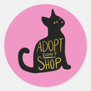 Sticker Rond Adopter Ne pas acheter Secourt de chat Feral