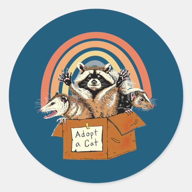 Sticker Rond Adopter un arc-en-ciel d'été interdit pour chats R (Devant)