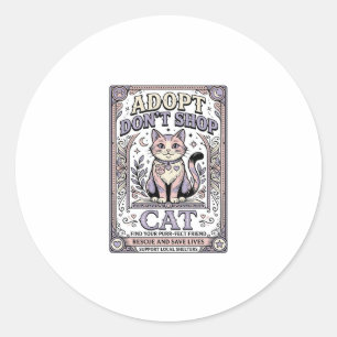 Sticker Rond Adoptez Ne Pas Acheter Chat Sauvetage de Chat Adop