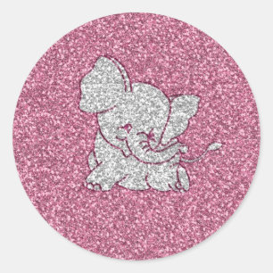 Sticker Rond adorable bébé éléphant à la mode et à la mode