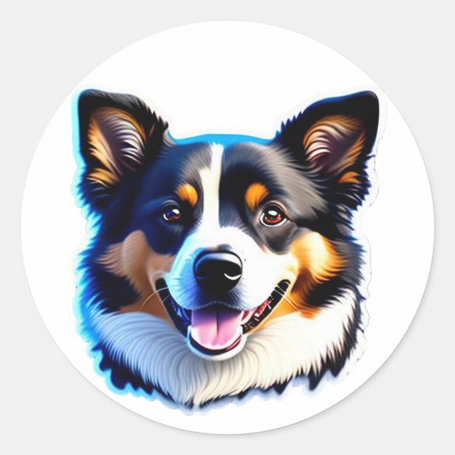 Sticker Rond Adorable Bernois Chien Chien Happy Design (Devant)