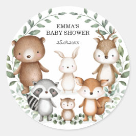 Sticker Rond Adorable Bois Animaux Verdure Wreath Faveurs