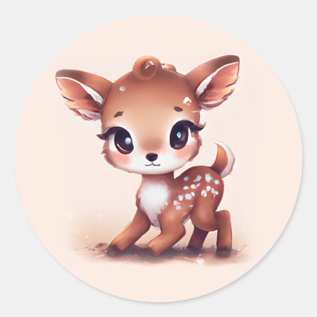Sticker Rond Adorable Cerf de Bébé (Devant)