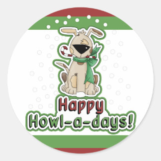 Sticker Rond adorable chien de Noël