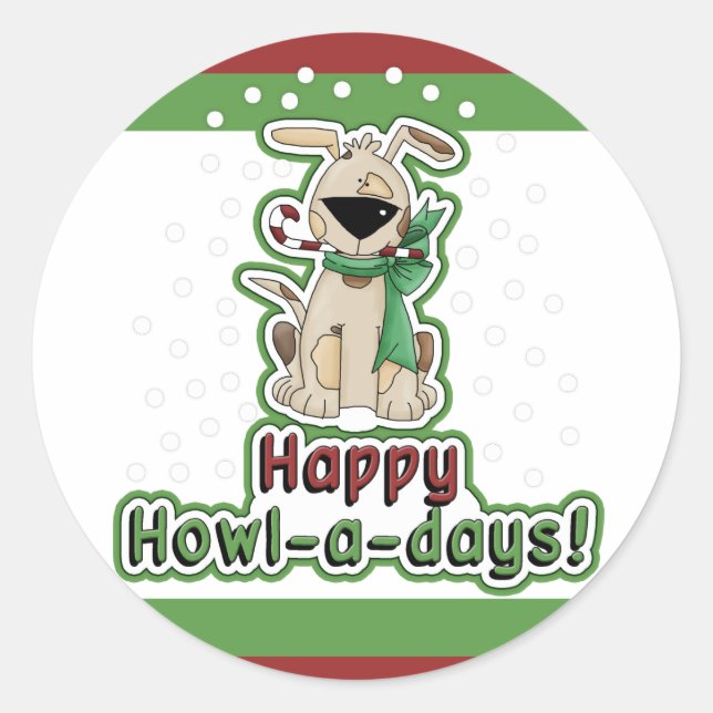 Sticker Rond adorable chien de Noël (Devant)