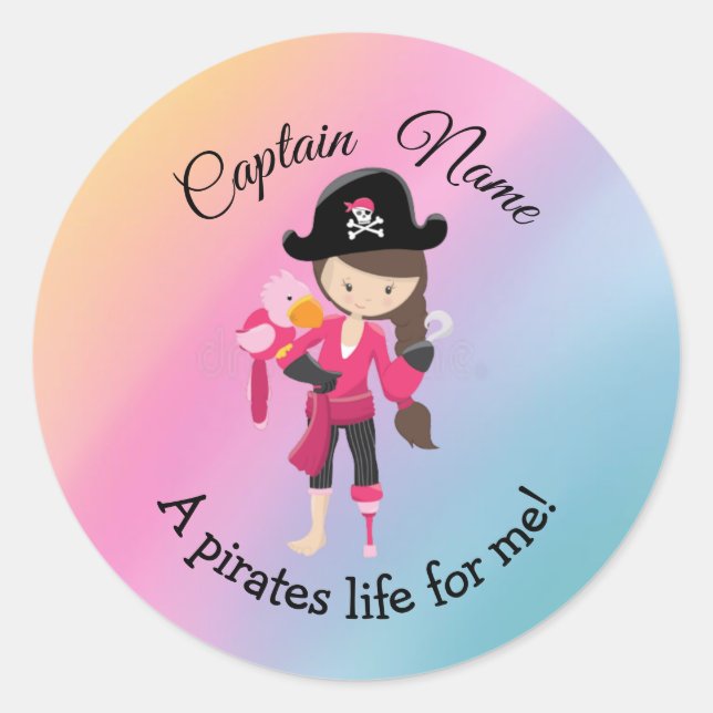 Sticker Rond adorable collants de fille pirate mignon (Devant)