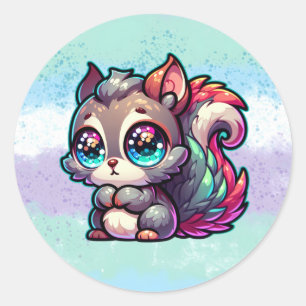 Sticker Rond Adorable Écureuil mignon
