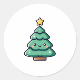 Sticker Rond adorable joli caractère d'arbre de Noël