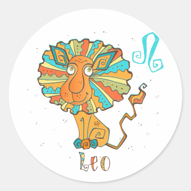 Sticker Rond Adorable Lion Leo (Devant)