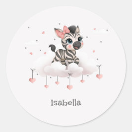 Sticker Rond Adorable little cartoon zebra 