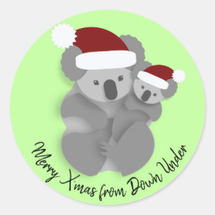Sticker Rond Adorable Noël Koala et Joey