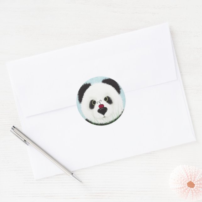 Sticker Rond Adorable Ours De Panda (Enveloppe)