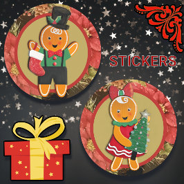 Sticker Rond Adorable pain d'épices Noël