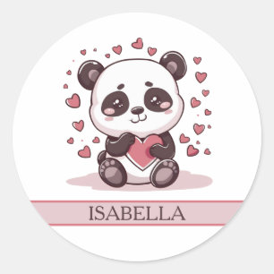 Sticker Rond Adorable Panda Love - Personnalisé