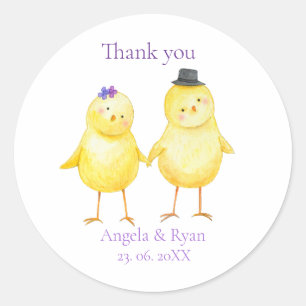 Sticker Rond Adorable Petits oiseaux Mariage Personnalisé Favor