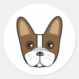 Sticker Rond Adorable visage de Chien-taureaux français