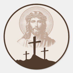 Sticker Rond Adoration catholique du Vendredi saint –  Prière d
