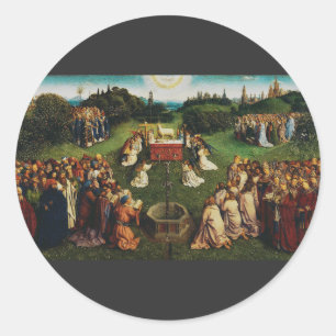 Sticker Rond Adoration de l'agneau par Jan van Eyck