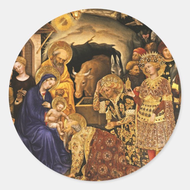 Sticker Rond ADORATION DE MAGI Gentile Da Fabriano, Noël (Devant)