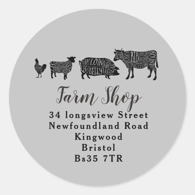 Sticker Rond adresse commerciale agriculteur commerçant de déta (Devant)