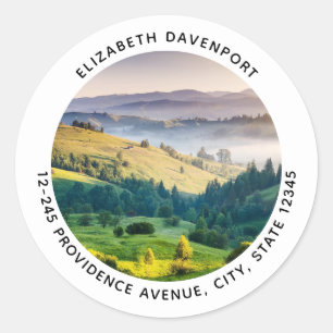 Sticker Rond Adresse de paysage naturel panoramique de collines