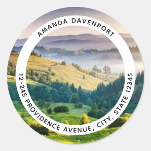 Sticker Rond Adresse de paysage naturel panoramique de collines