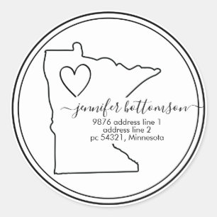 Sticker Rond Adresse de retour à domicile Minnesota Signature d
