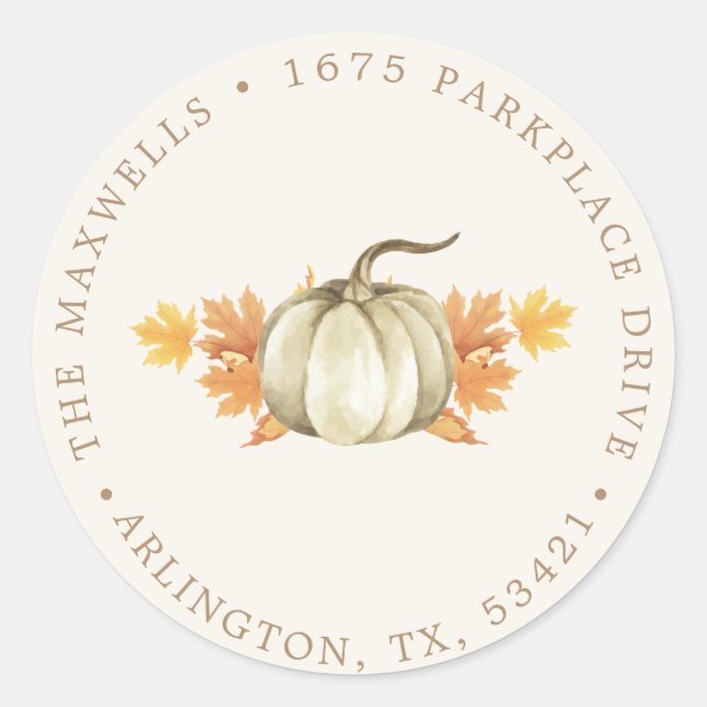 Sticker Rond Adresse de retour - Baby shower Automne | (Devant)