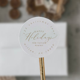 Sticker Rond Adresse de retour circulaire Gold Holiday Delicy