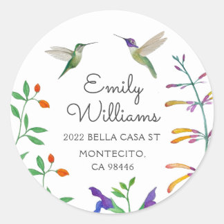 Sticker Rond Adresse de retour Colibri