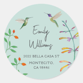 Sticker Rond Adresse de retour Colibri