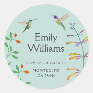 Sticker Rond Adresse de retour Colibri