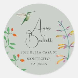 Sticker Rond Adresse de retour Colibri