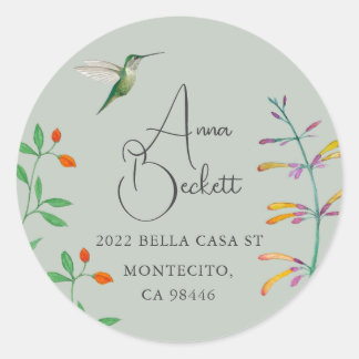 Sticker Rond Adresse de retour Colibri