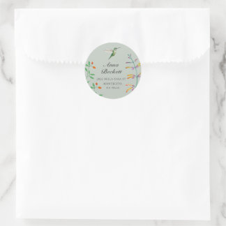 Sticker Rond Adresse de retour Colibri