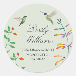 Sticker Rond Adresse de retour Colibri