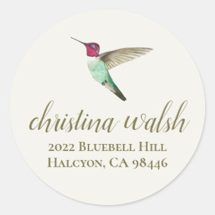 Sticker Rond Adresse de retour d'Anna's Hummingbird
