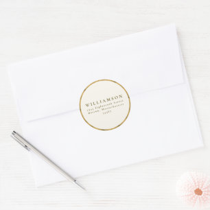 Sticker Rond Adresse de Retour de Mariage Jaune Botanique Feuil