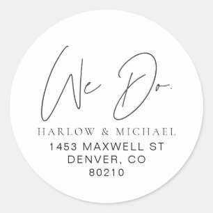 Sticker Rond Adresse de Retour de Mariage Moderne