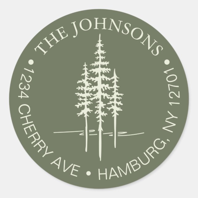 Sticker Rond Adresse de retour de mariage rustique de forêt d'a (Devant)